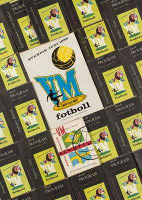 World Cup Sweden 1958 complete set of 35 programmes covering all matches played in tournament,
 also sold with scarce large tournament programme, incl