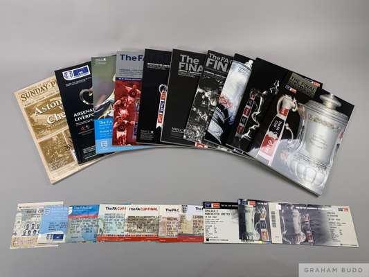 A run of ten F.A. Cup Final programmes, 2000 to 2009 played at Wembley and Millennium Stadium
 all with ticket stubs (20)