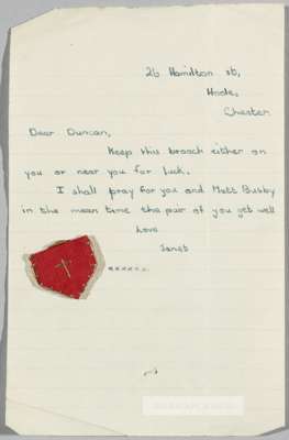 Memorabilia from the Molly Leech collection relating to the passing of her fiancée the Manchester United and England footballer Duncan Edwards,
 inclu