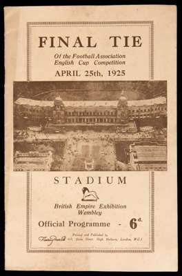 F.A. Cup Final programme Cardiff City v Sheffield United 25th April 1925, staples removed, heavy vertical fold