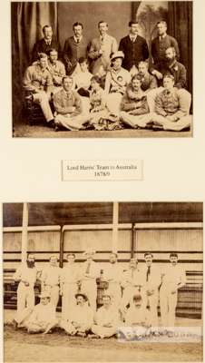 Photographic display of Lord Harris' England cricket tour of Australia and New Zealand in 1878-79 display.
 The first photograph of the the team prior