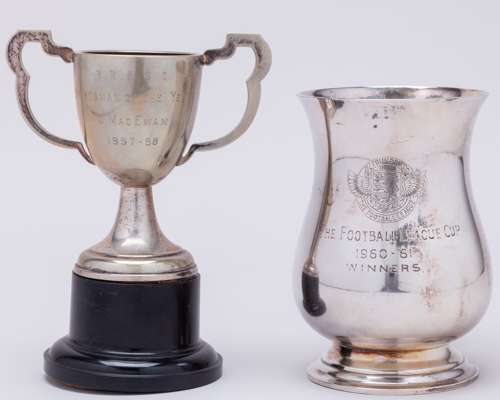Jimmy McEwan a white-metal Aston Villa League Cup Winners tankard, 1961
