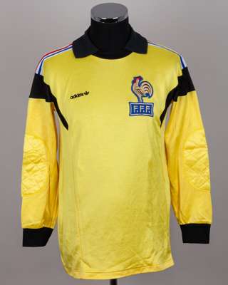 Joel Bets yellow and black No.1 France v. Northern Ireland match worn goalkeepers shirt