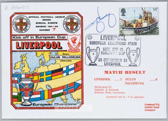 FOOTBALL - Ray Kennedy – Liverpool scarce original autograph FDC