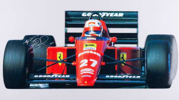Nigel Mansell Signed Ferrari Metal Sign