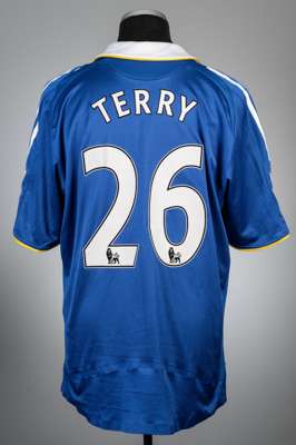 John Terry blue Chelsea no.26 home jersey, season 2008-09,
 Adidas, player issued short-sleeved with BARCLAYS PREMIER LEAGUE sleeve badges, club crest