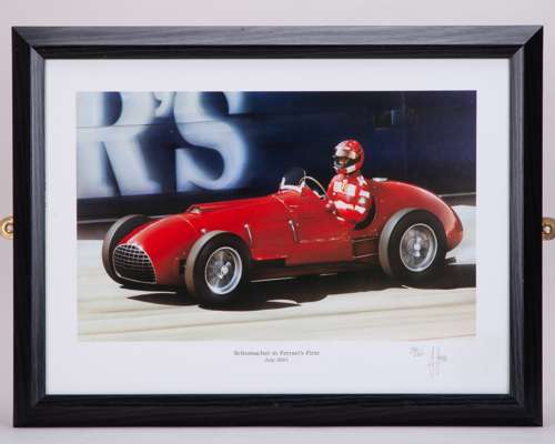 “Schumacher in Ferrari's First” by James Green - Framed Limited Edition Print