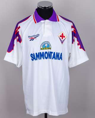 Rui Costa white, purple and red No.10 Fiorentina short-sleeved shirt, 1995-96