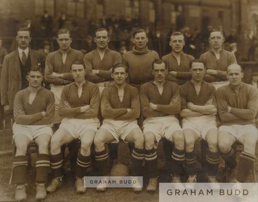 Albert Wilkes official photograph of the Manchester United football team in the 1920s,
 sepia-toned 12 by 15in. in superb condition, the mount bearing