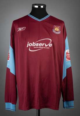 Marlon Harewood squad-signed claret & blue West Ham United no.10 home jersey, season 2004-05,
 match-issue, Reebok, short-sleeved with COCA COLA FOOTB