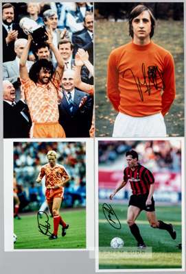 Collection of signed photographs of Dutch footballing masters, 
 including Johan Cruyff, Ruud Gullit, Marco van Basten, Ronald Koeman, Ruud Krol, Edga