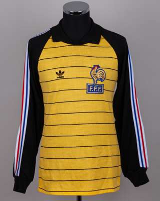 Jean-Luc Ettori yellow and black No.22 France v. Northern Ireland match worn shirt