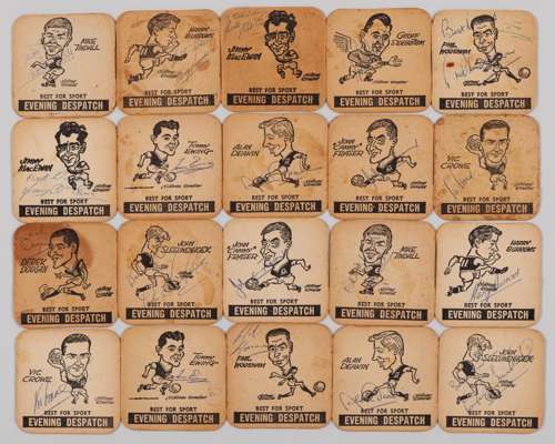 Thirty-five Evening Despatch football related beer mats