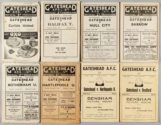 Gateshead home programmes, from 1947 to 1957,
 1947-48 (1), 1948-49 (2), 1949-50 (1), 1950-51 (2), 1951-52 (2), 1952-53 (4), v Boston FAC 1953-54 (4),