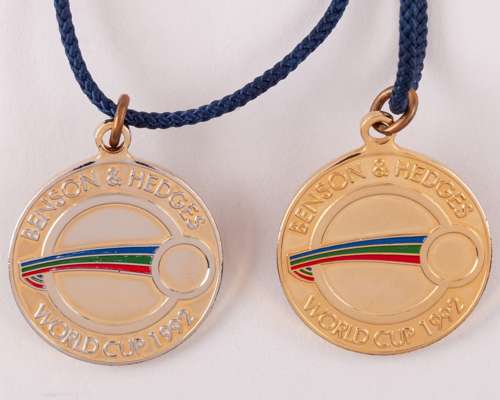 Ian Botham - Benson & Hedges World Cup 1992, two yellow-metal medals