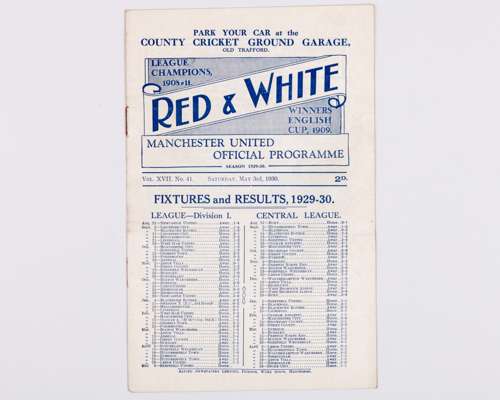 Manchester United v. Sheffield United match programme, 3rd May 1930