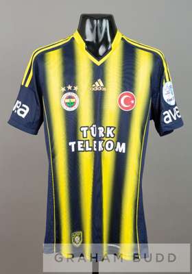 Selcuk Sahin navy and yellow Fenerbahce no.21 jersey v Galatasaray in the Turkish Super Cup final, in Kayseri, 11th August 2013,
 short-sleeved with T