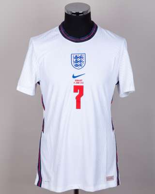 Jarrod Bowen white No.7 England v. Hungary short-sleeved shirt, 2022