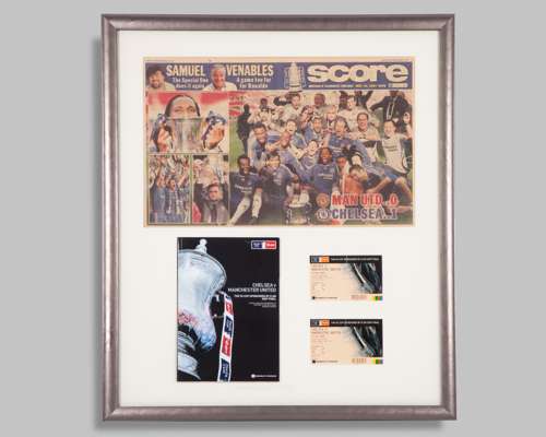 Group of five Chelsea FC champions framed presentations