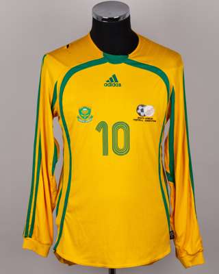 Steven Pienaar yellow and green No. 10 South Africa v. Egypt long-sleeved shirt, 2006