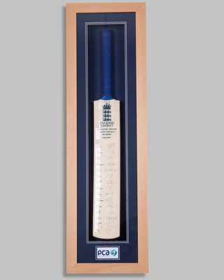 England v. Bangladesh Winter Tour 2010 ODI Series autographed cricket bat display