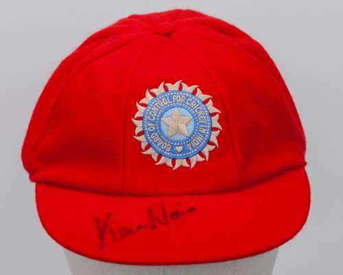Karun Nair red India Red For Ruth match worn autographed cap