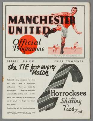 Manchester United v Derby County programme 2nd January 1937,
 F.L. Division One