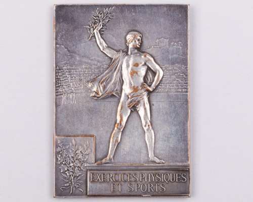 Paris 1900 Olympic Games presentation plaque, designed by F. Vernon