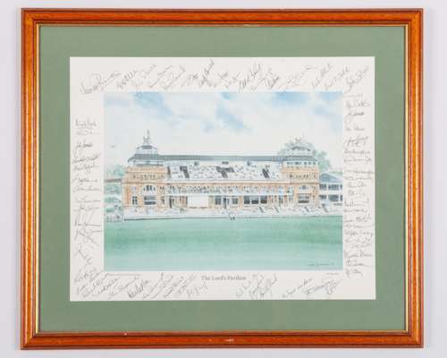 The Lord's Pavilion by David Gentleman autographed cricket print