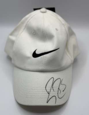 Roger Federer (Switzerland) signed white Nike official tennis cap,
 Federer has won 20 Grand Slam tournaments including Wimbledon eight times (2003, 2