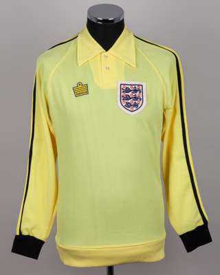 Ray Clemence yellow and black No.1 England v. Northern Ireland goalkeepers shirt, 1975