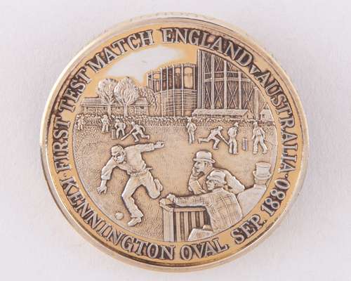 Dickie Bird silver-gilt England v. Australia 1980 centenary Test commemorative medal