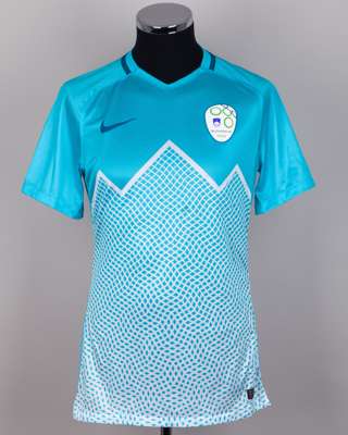 Aljaz Struna green and white Slovenia v. Northern Ireland shirt, 2016