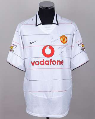 Phil Neville white, red and black No.3 Manchester United autographed short-sleeved shirt