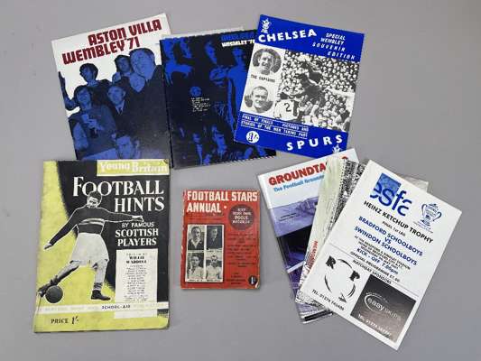 Two large boxes of paper ephemera of annuals, itineraries for England,
 various booklets Korea/Japan 2002 World Cup, F.A. News booklets, etc, (2 boxes