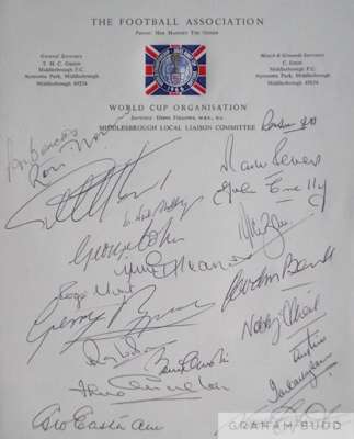 Official FA sheet notepaper issued to Middlesbrough FC for use during the 1966 World Cup