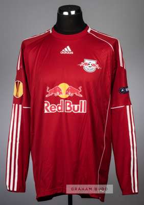 Tremell red & white Red Bull Salzburg no.28 goalkeeper's jersey v Manchester City in the UEFA Europa League Group A at City of Manchester Stadium, 1st