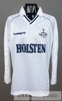 Steve Hodge white Tottenham Hotspur 1987 F.A. Cup Final no.4 jersey, 
 by Hummel, long-sleeved unworn spare with embroidered club crest with inscripti