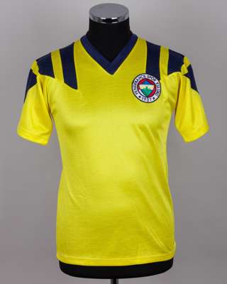 Yellow and blue No.9 Fenerbahçe short-sleeved shirt, 1970s