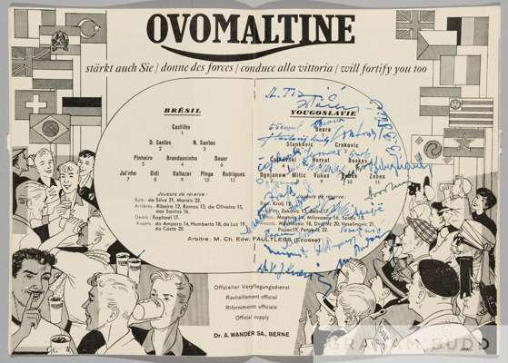 1954 World Cup programme signed by the Yugoslavia team in the Group 1 match v Brazil