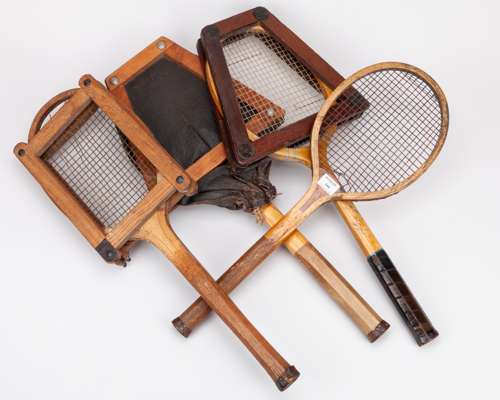 T. H. Prosser & Sons wooden tennis racket and two others