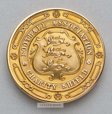 1938 F.A. Charity Shield runners-up medal awarded to Preston North End's goalkeeper George "Harry" Holdcroft,
 in 9ct. gold, date mark for 1938, manuf