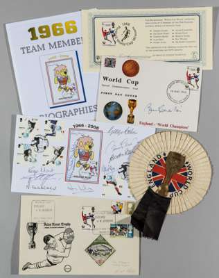 England World Cup 1966 selection of mainly autographed memorabilia, 
 includes FDC 1966-2006 signed by all ten members of the 1966 team, lacking Bobby