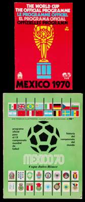 1970 World Cup tournament programme, green Spanish-language version; sold together with the small multi-language red version distributed in the UK (2)