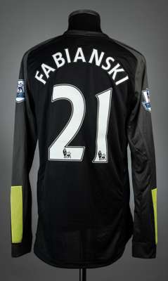 Lukasz Fabianski black & grey Arsenal no.21 goalkeeping away jersey, season 2013-14,
 match issue, Nike, long-sleeved with BARCLAYS PREMIER LEAGUE sle