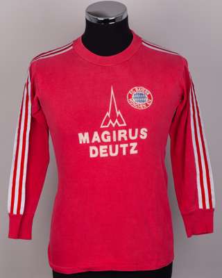 Red Bayern Munich long-sleeved Erima shirt, c.1979-80