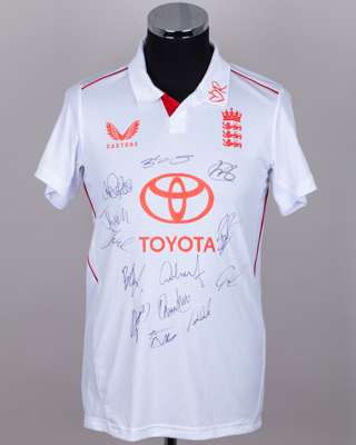 England Red For Ruth 2025 squad signed shirt, v India