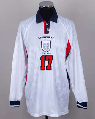 White, blue and red No.17 England long-sleeved shirt, 1997-99
