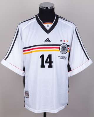 Germany - Markus Babbel white and black No.14 Germany match issued World Cup shirt, 1998