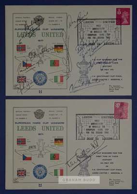 Leeds United signed First Day Covers, 
 both are from the official football league series of special events season 1971-72 these being F.C. no.9, both